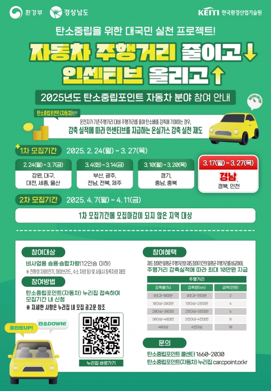 자동차 주행거리 줄이고, 최대 10만원 찾아가세요!